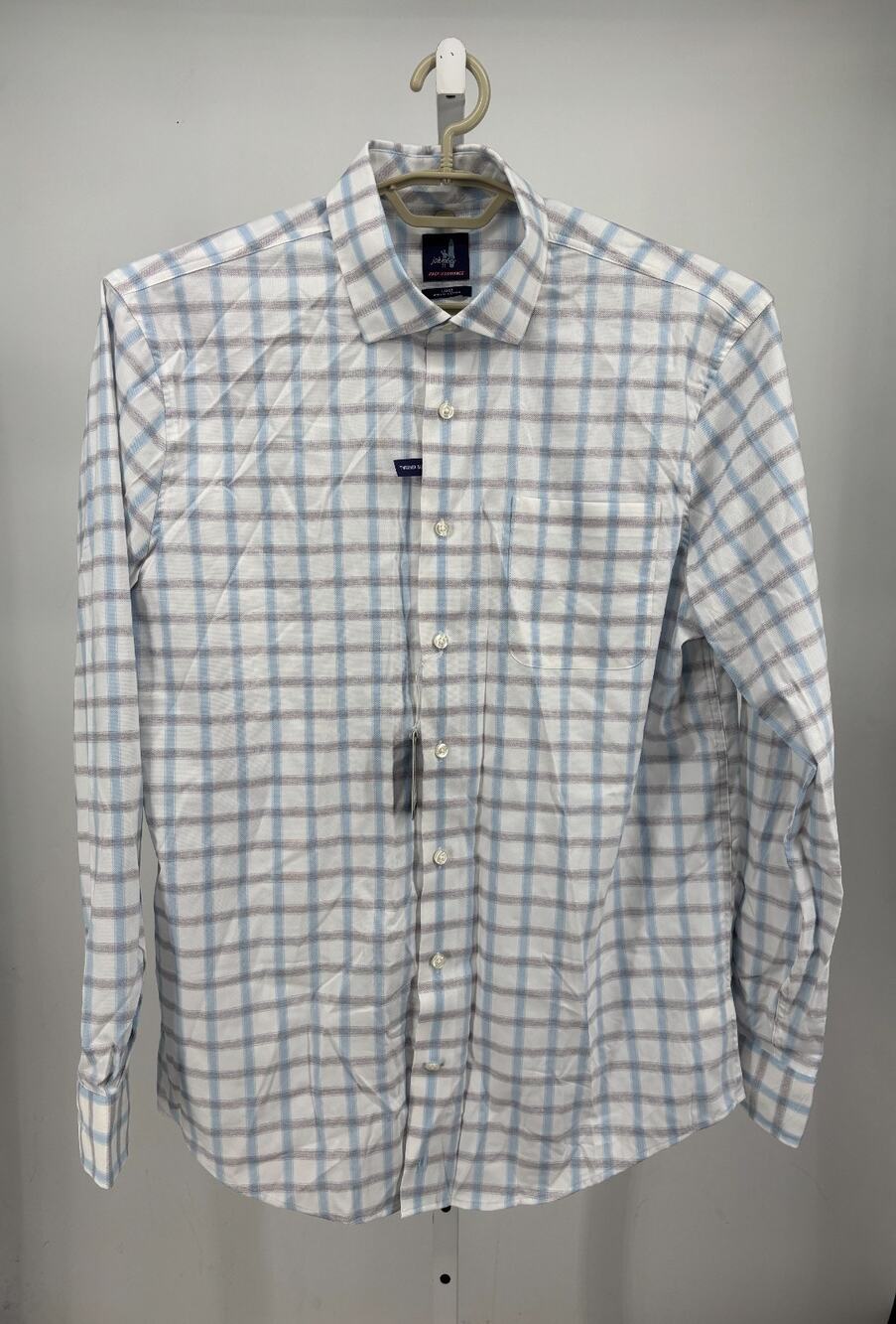 johnnie-O Jagger Performance Button Up Shirt Mens L Maliblu Check Preppy Career